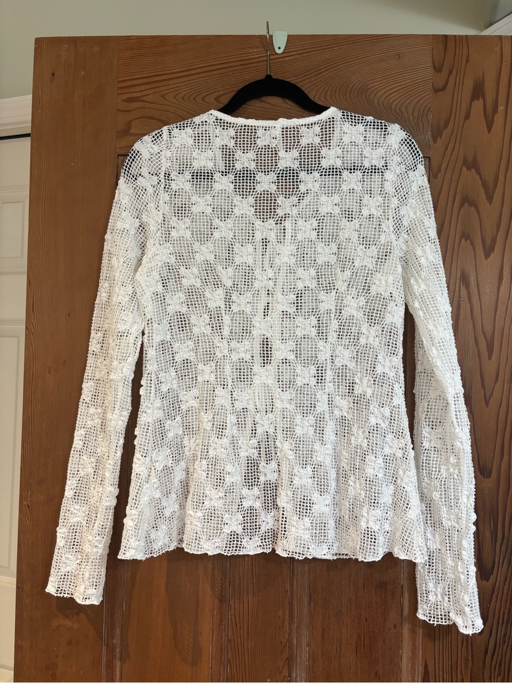 Free People Julie White Crochet Tie-Front Knit Top Size Medium - Picture 2 of 8